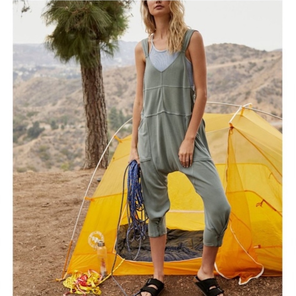 FP Free People Movement High Tide Olive Green Jumpsuit Womens Small